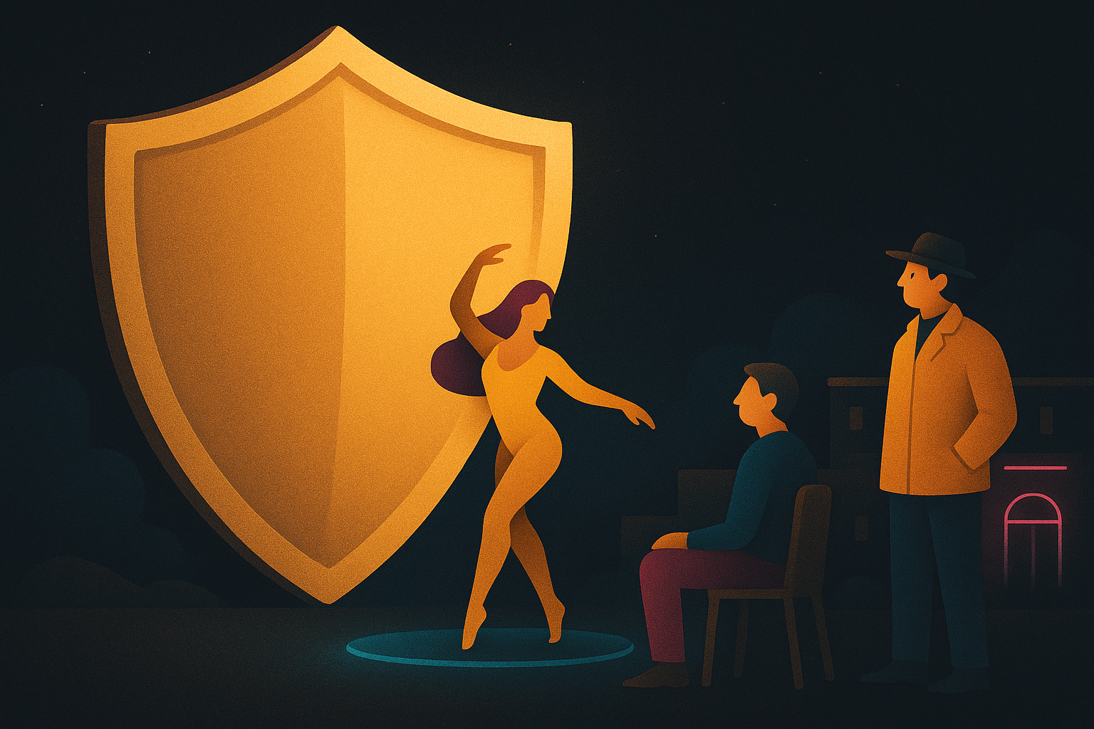 A protective shield watching over performers, customers, and club owners